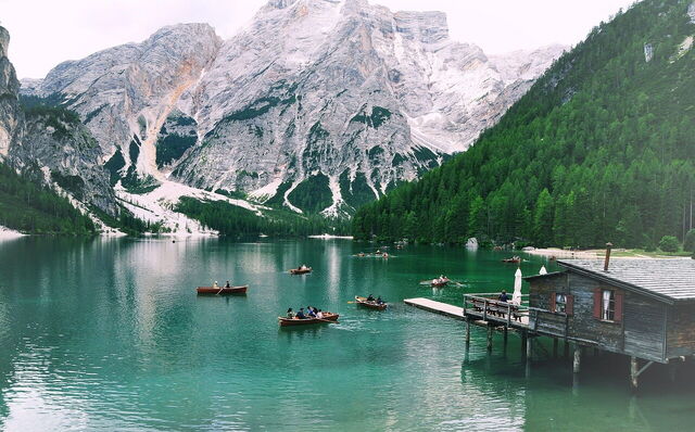 An icy mountain lake in Italy