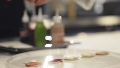 Dishes being plated