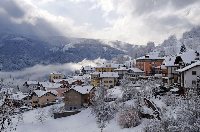 View of a village in the Dolomites