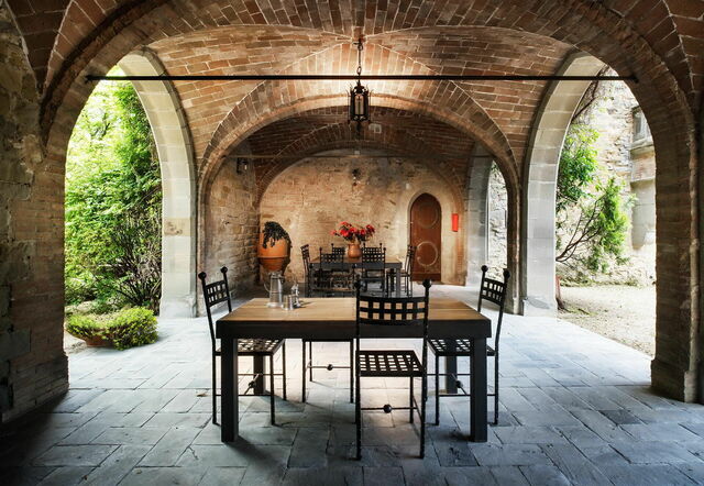 Dining outside at Castello Borgia