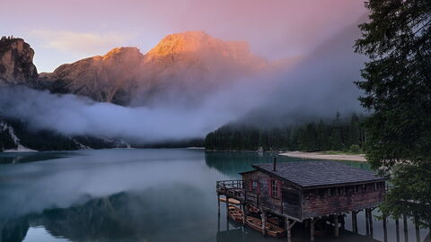 Sunrise at Pragser Wildsee