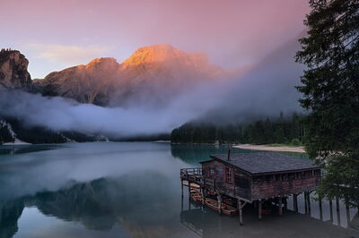 Sunrise at Pragser Wildsee