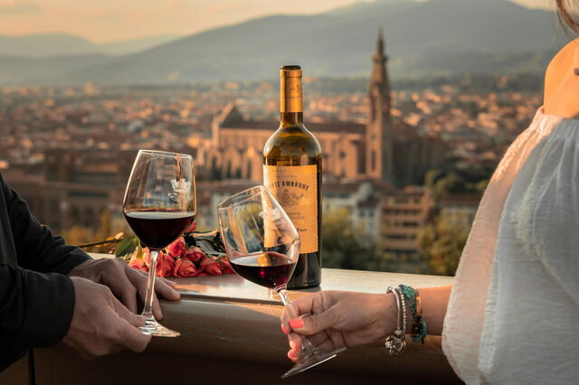 Enjoying wine in Florence