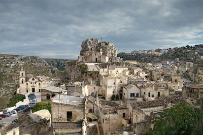Matera Rupestrian church in distance