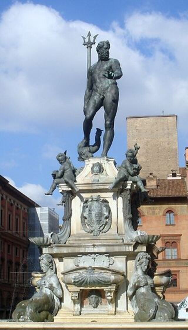 Neptune's fountain in Bologna city
