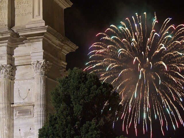 Arch of Trajan, fireworks