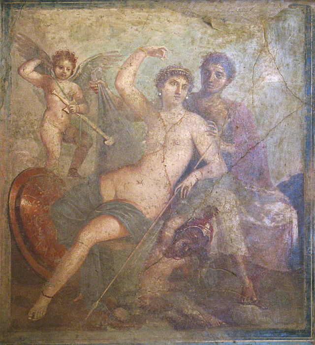 Pompeii painting of Venus and Mars