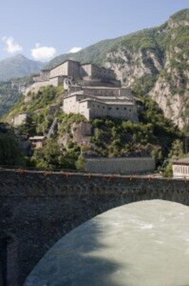 Fortress and bridge over Dora river