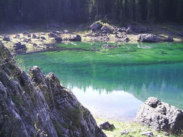 Rainbow lake of Carezza