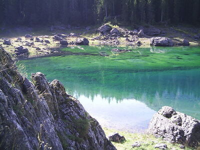 Rainbow lake of Carezza
