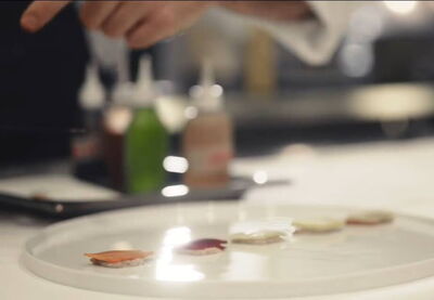 Dishes being plated