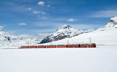 Bernina Express in the snow