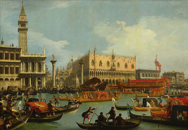 Bucentaurs return to the pier, Canaletto
