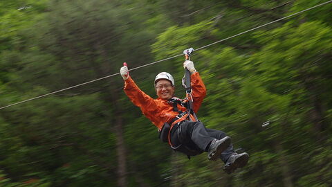 Zip-lining in Italy