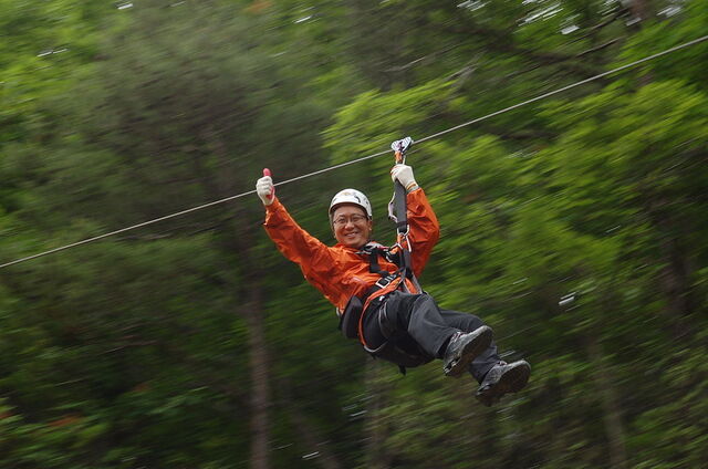 Zip-lining in Italy