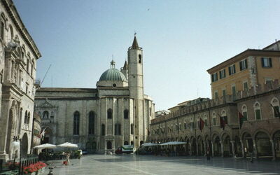 Piazza del Popolo in city of Ascoli Piceno