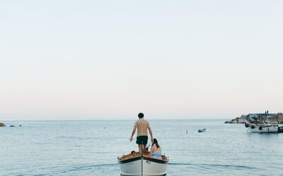 Boat in the waters of the Cinque Terre