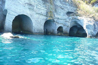 Carved caves dotted along the Ponza island coastline