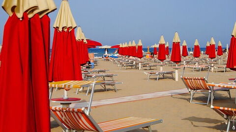 Rimini beach on adriatic coast