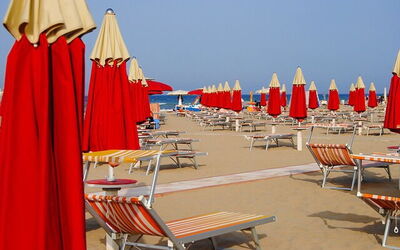 Rimini beach on adriatic coast