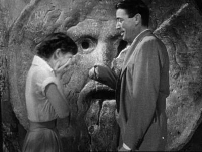 Audrey Hepburn and Gregory Peck at the Mouth of Truth in "Roman Holiday"