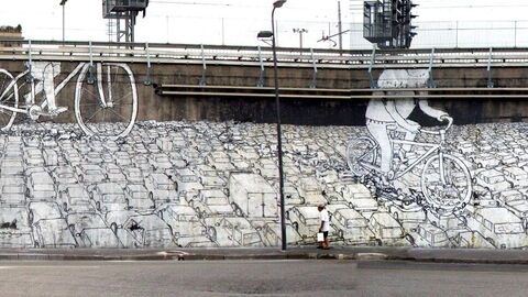 Graffiti by Blu in Milan, Piazza Monte Titano