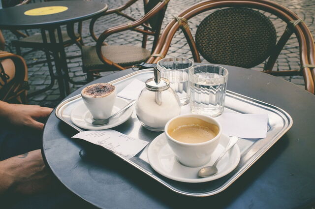 Enjoying coffee in Rome