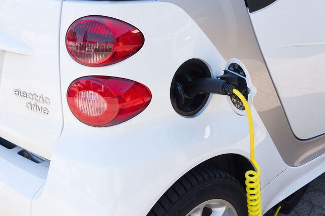 An electric car charging