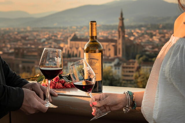 Enjoying wine in Florence