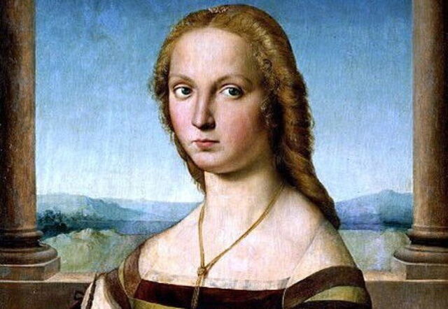Portrait of Young Woman with Unicorn, Raphael, detail