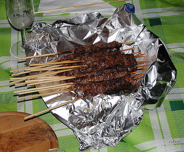 cooked lamb arrosticini