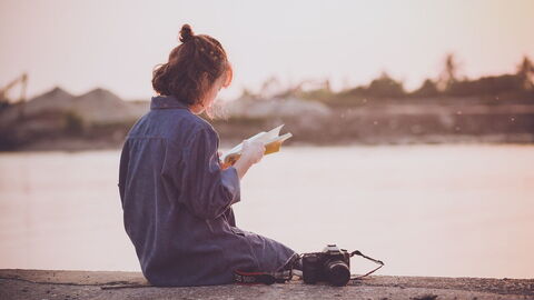 Reading at sunset