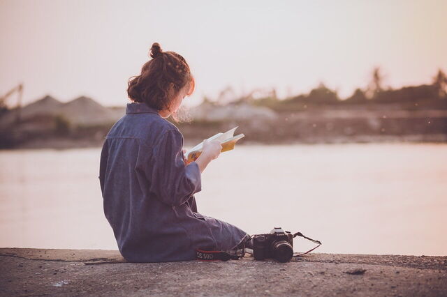 Reading at sunset