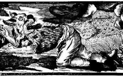 Carving of werewolf scene