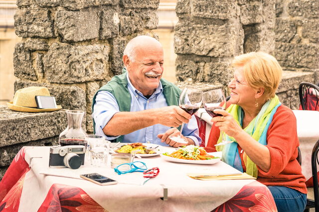 A couple dining in Italy