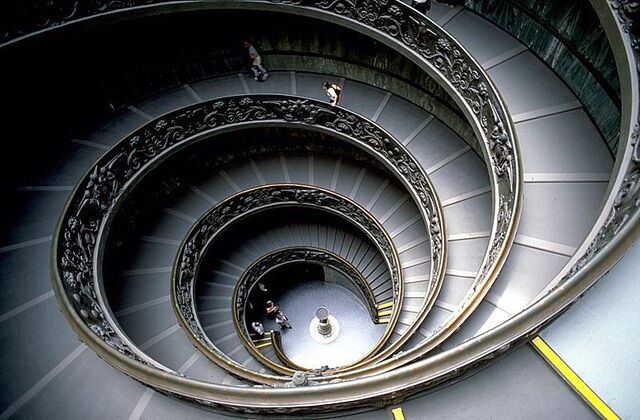 A spiral staircase in Vatican museum