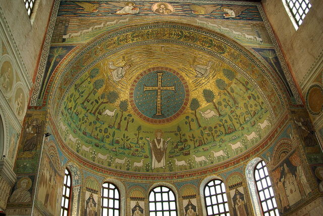 Basilica in Ravenna with mosaic apse