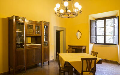 Buondelmonti 10: Room, Furniture, Dining Room, Yellow, Property, Interior Design, Building, Table, Lighting, Ceiling