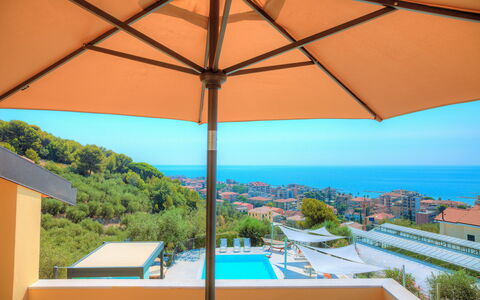 Villa Il Poggiolo - Diano Marina: Property, Shade, Umbrella, House, Sky, Building, Real Estate, Roof, Daylighting, Ceiling