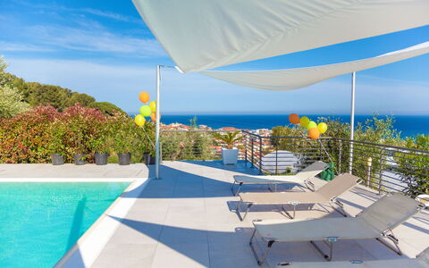 Villa Il Poggiolo - Diano Marina: Property, Sky, Vacation, Real Estate, House, Architecture, Building, Swimming Pool, Design, Shade