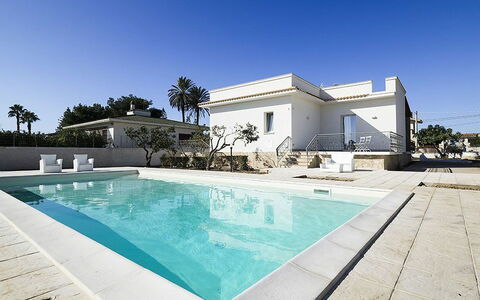 Villa Berbaro: Water, Sky, Swimming Pool, Azure, Plant, Tree, Building, Architecture, Shade, Leisure