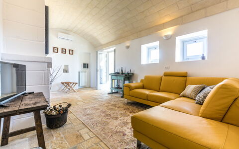 Villa Cristina: Room, Property, Living Room, Interior Design, Furniture, Yellow, Building, Real Estate, House, Floor
