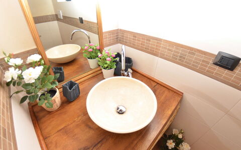 Al Colle Di Lari: Sink, Bathroom Sink, Bathroom, Property, Room, Interior Design, Countertop, Plumbing Fixture, Tap, Hardwood