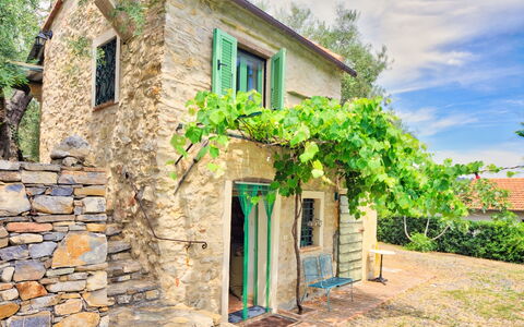 Country Home Il Passatempo: Blue, Green, Wall, House, Property, Yellow, Building, Door, Rural Area, Tree