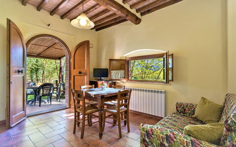 Bazzani Apartments In Siena: Furniture, Table, Couch, Wood, Interior Design, Chair, Building, Houseplant, Floor, Flooring