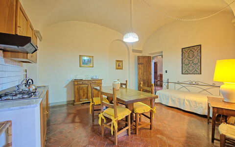 Montegufoni: Room, Property, Building, Yellow, Interior Design, Furniture, Real Estate, House, Floor, Table