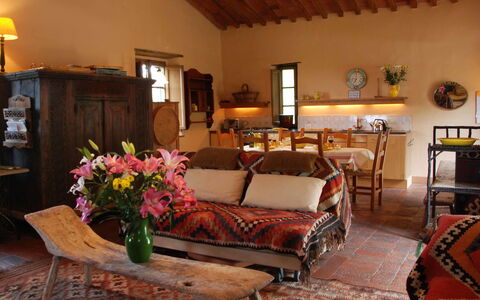 Compignano Barn: Room, Living Room, Furniture, Property, Interior Design, Building, Home, House, Real Estate, Couch