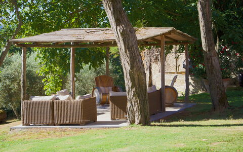 Castello D'Ombrone: Pavilion, Gazebo, Property, Canopy, Backyard, Shade, Pergola, Outdoor Structure, Tree, Building