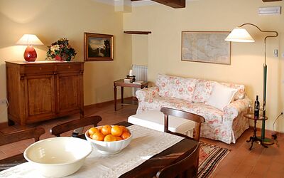 Leonardo da Vinci: Room, Furniture, Interior Design, Living Room, Property, Floor, Building, House, Orange, Table