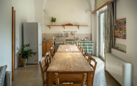Masseria Lentisco: Room, Furniture, Property, Interior Design, Building, Floor, Table, House, Hardwood, Dining Room